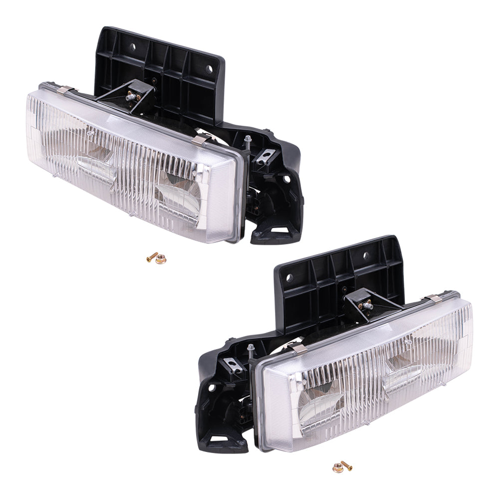 Brock Replacement Driver and Passenger Set Composite Headlights Compatible with 1995-2005 Astro Safari Van 16524091 16518494