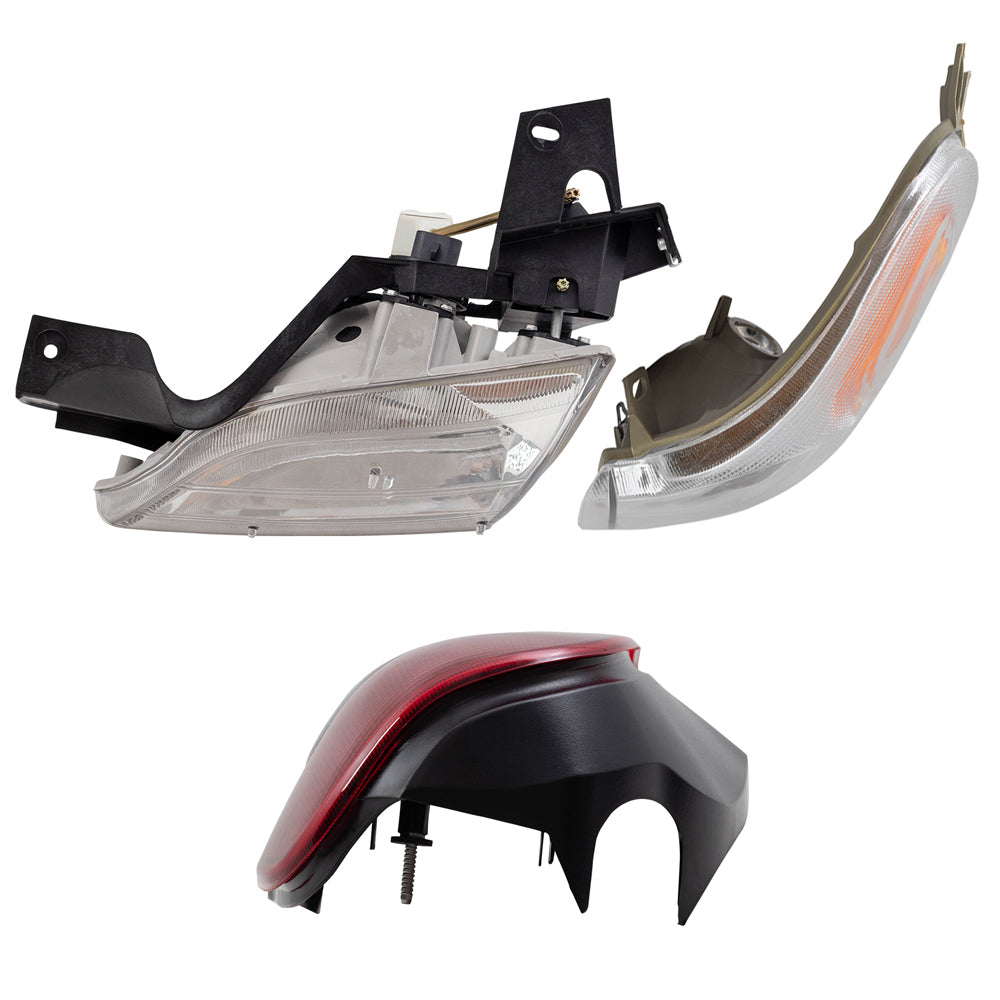 Brock Replacement 6 Pc Replacement Driver and Passenger Set Headlights, Tail Lights and Signal Side Marker Lights Compatible with 1997-2005 Venture