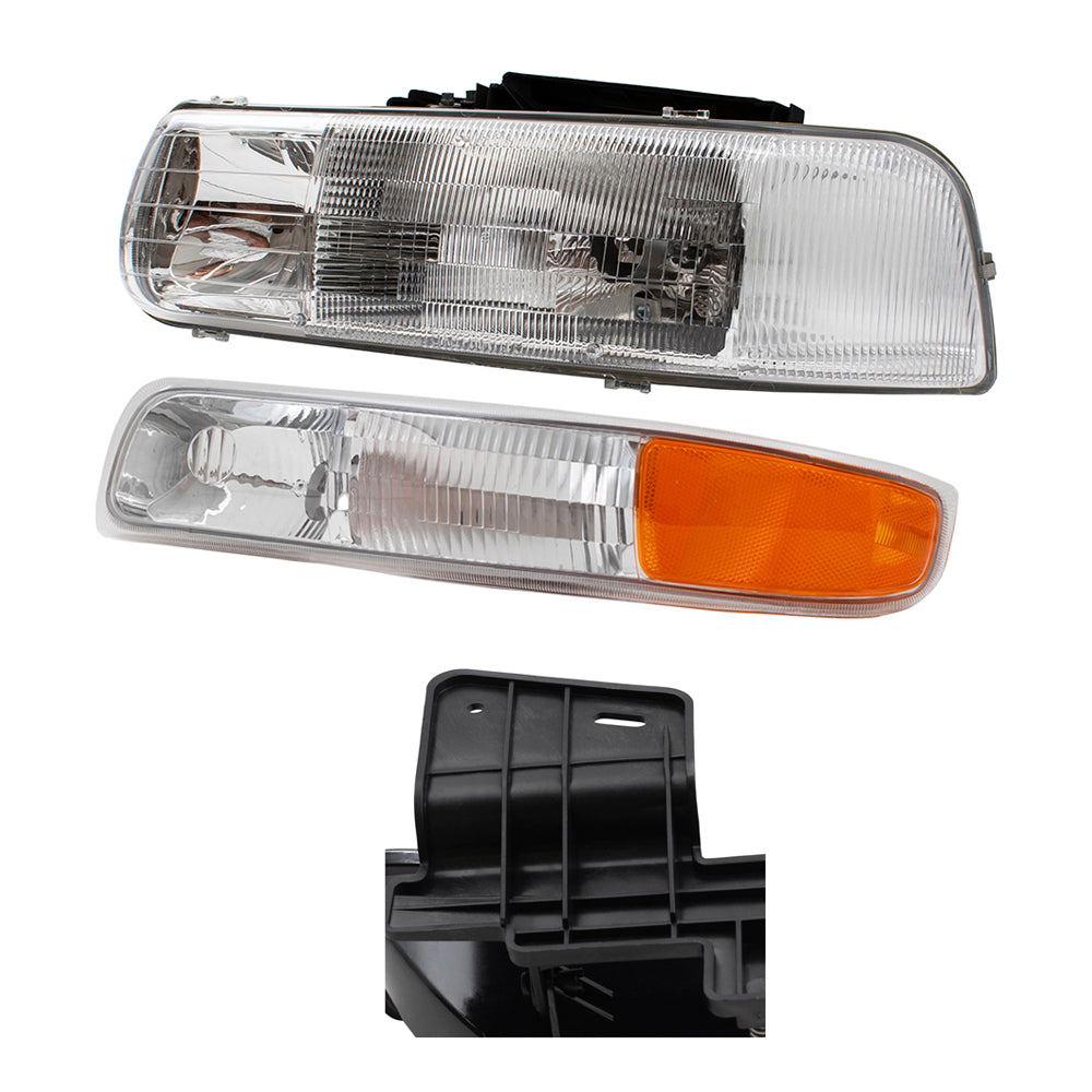 Headlights Fog Lights & Side Signal Marker Lights Compatible with 1999-2000 Silverado 2000-2006 Tahoe/Suburban