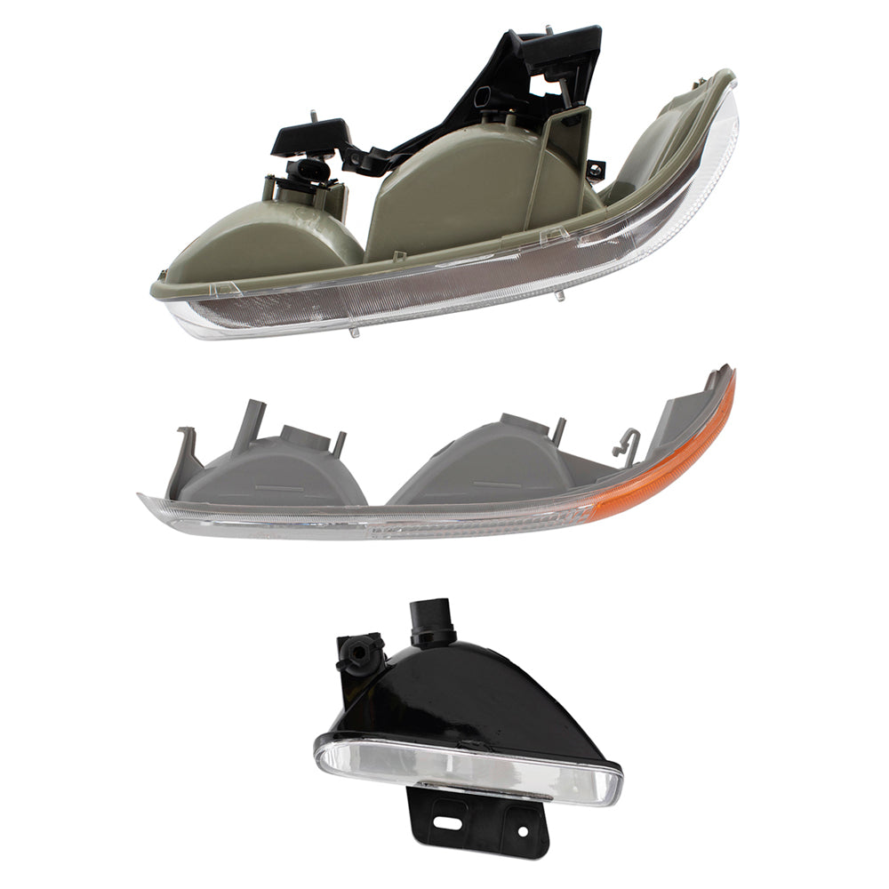 Headlights Fog Lights & Side Signal Marker Lights Compatible with 1999-2000 Silverado 2000-2006 Tahoe/Suburban