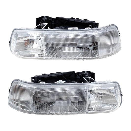 Brock Replacement Driver and Passenger Set CAPA-Certified Headlights Compatible with 2000-2006 Tahoe Suburban 1999-2002 Silverado Pickup Truck