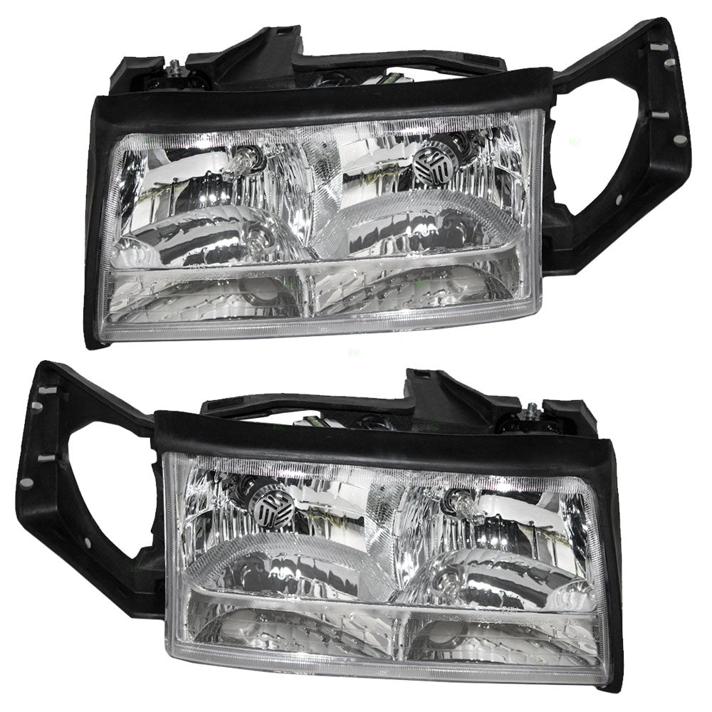 Brock Replacement Driver and Passenger Set Halogen Headlights Compatible with 1997 1998 1999 DeVille 16526199 16526200