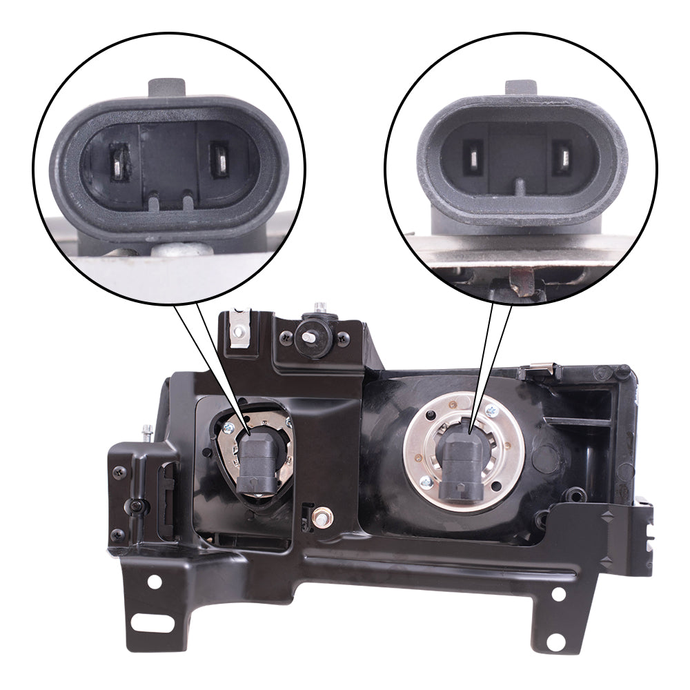 Brock Replacement Driver and Passenger Set Composite Headlights Compatible with 1996-2002 Savana Express Van 16522159 16522160