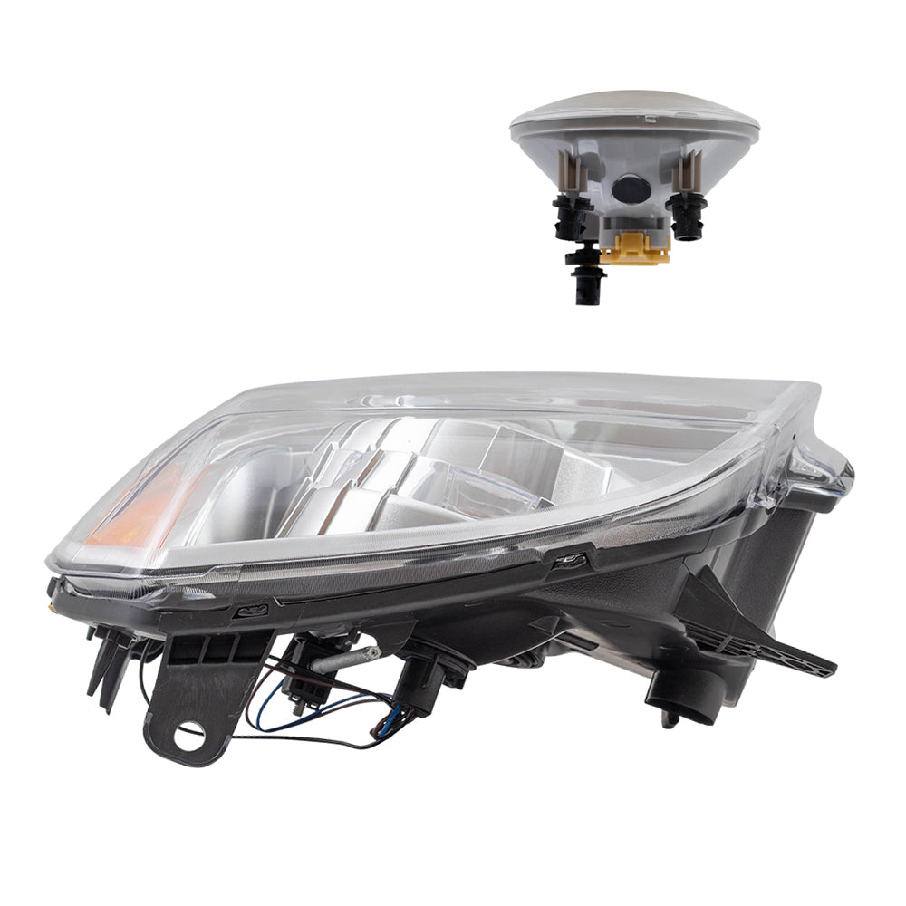 Brock Aftermarket Replacement Part Driver and Passenger Side Halogen Combination Headlight Assemblies & Fog Light Assemblies without Bezel Set Compatible with 2008-2013 GMC Yukon Denali