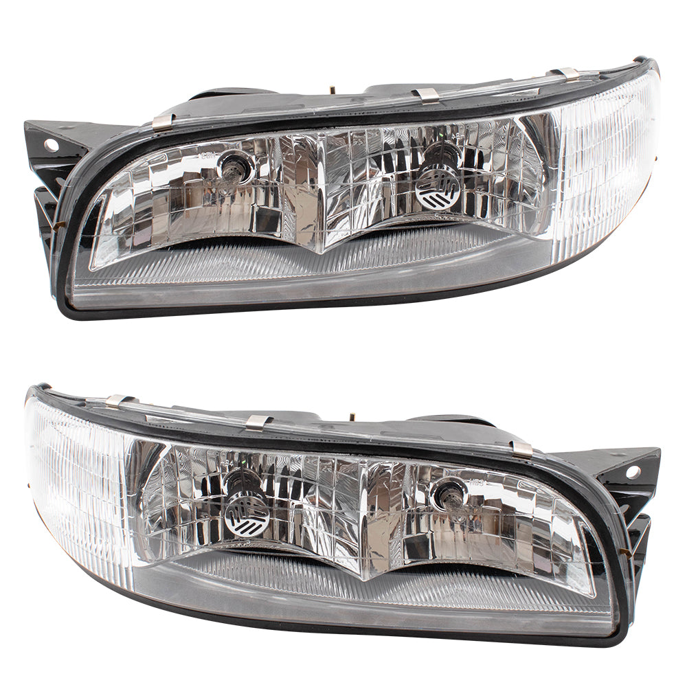 Brock Replacement Driver and Passenger Set Headlights with Corner Lamps Compatible with 1997 1998 1999 LeSabre 16525997 16525998