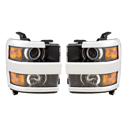 Headlight for 2015-2018 Silverado 2500 w/ Chrome Bezel 2015-2019 Silverado 2500 HD 2015-2018 Silverado 3500 2015-2019 Silverado 3500 HD 84388592 Set