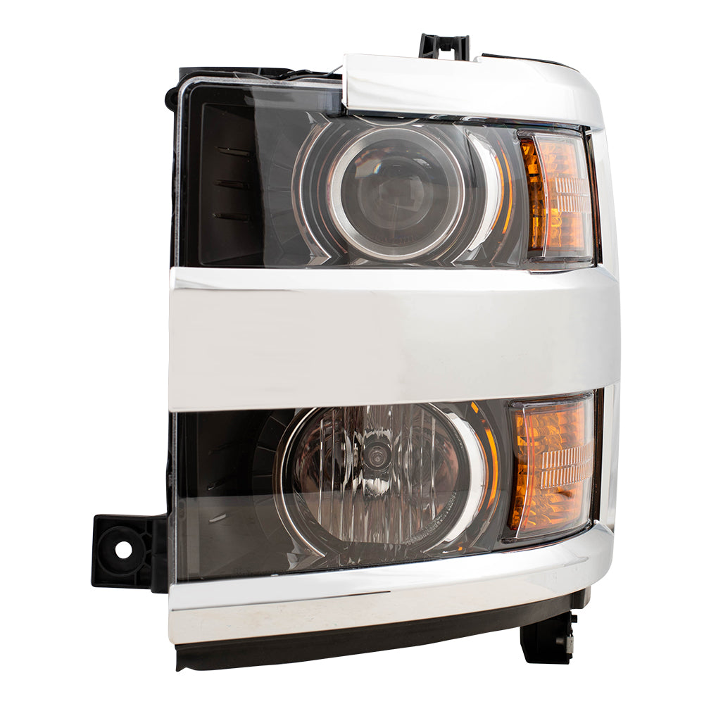 Headlight for 2015-2018 Silverado 2500 w/ Chrome Bezel for 2015-2019 Silverado 2500 HD 84388592 Left GM2502416
