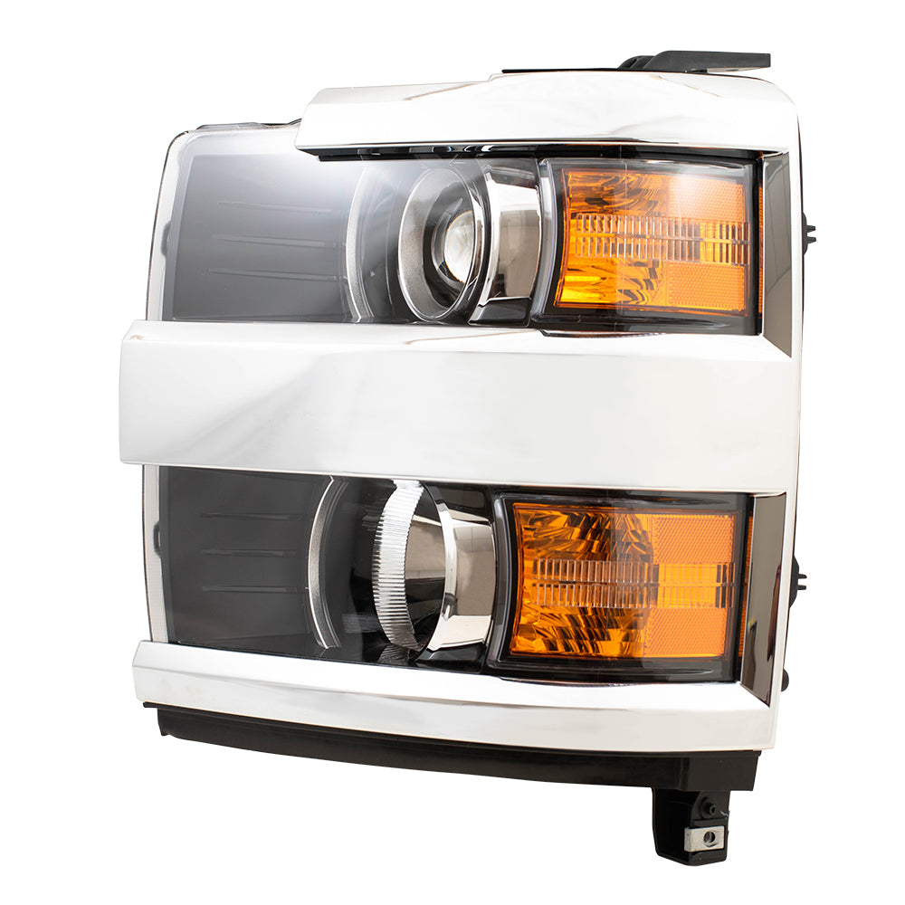 Headlight for 2015-2018 Silverado 2500 w/ Chrome Bezel for 2015-2019 Silverado 2500 HD 84388592 Left GM2502416