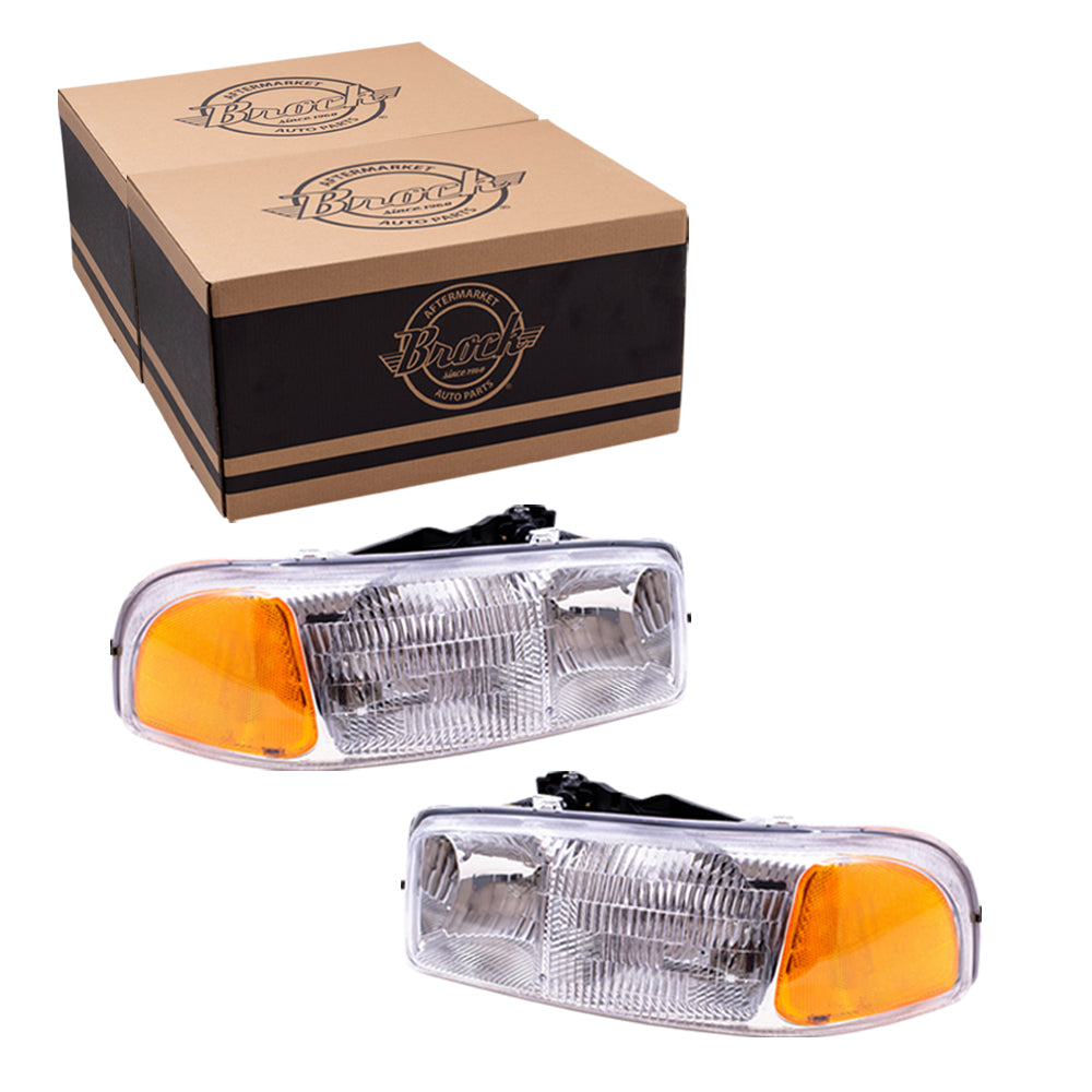 Headlight for 1999-2006 Sierra 1500 for 2001-2006 Sierra 1500 HD for 2000-2006 Yukon for 2000-2006 Yukon XL 2500 15850351 Set GM2502188
