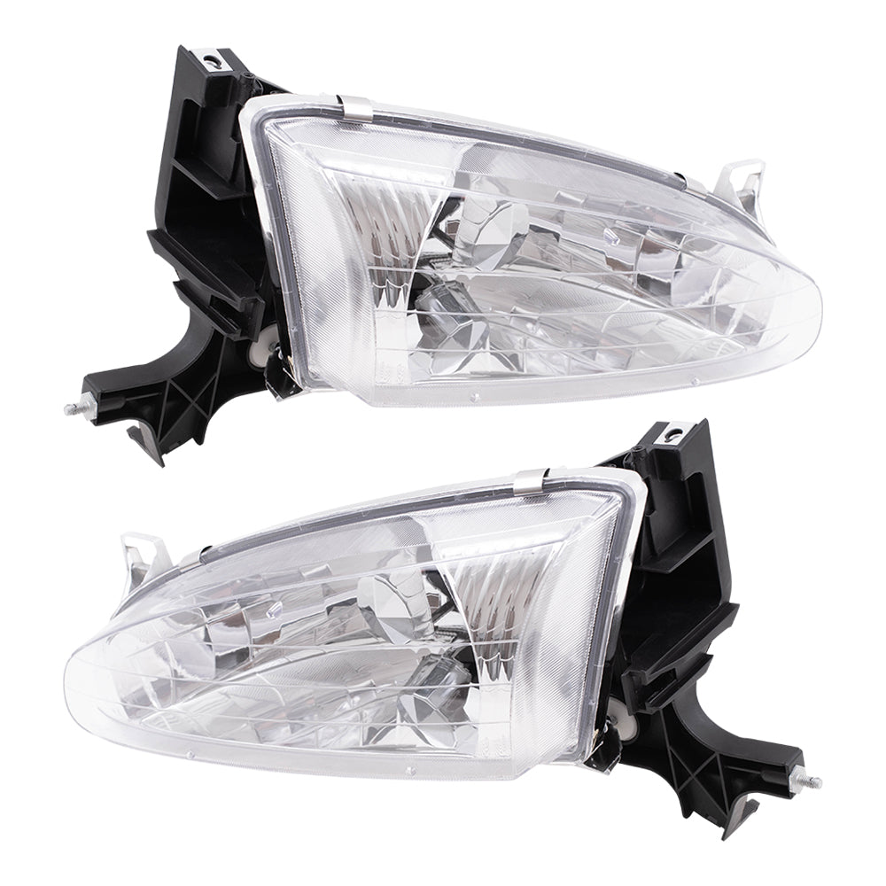 Brock Replacement Driver and Passenger Side Halogen Headlight Assemblies Compatible with 1998-2002 Prizm 94857184 94857180