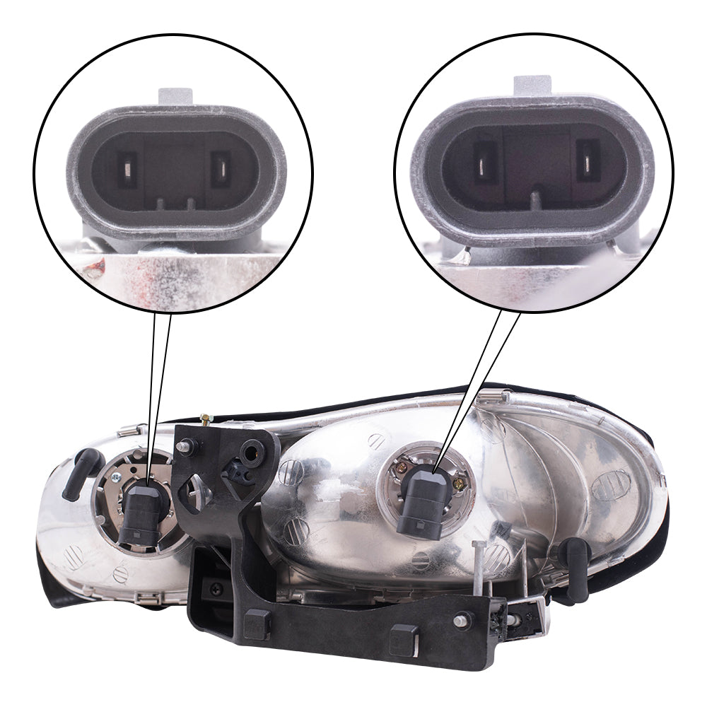 Brock Replacement Driver and Passenger Set Halogen Headlights Compatible with 1998-2002 Camaro 16525313 16525314