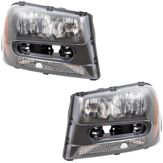 Headlight for 2003-2009 Trailblazer w/ Full Width Grille Bar 2002-2006 Trailblazer EXT 25970915 Set