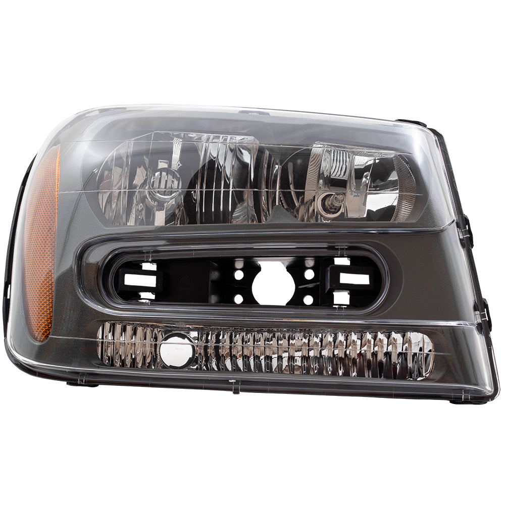 Brock Replacement Passenger Headlight Assembly Compatible with 2002-2009 Trailblazer & 02-06 EXT w/ Full Width Grille Bar 25970914