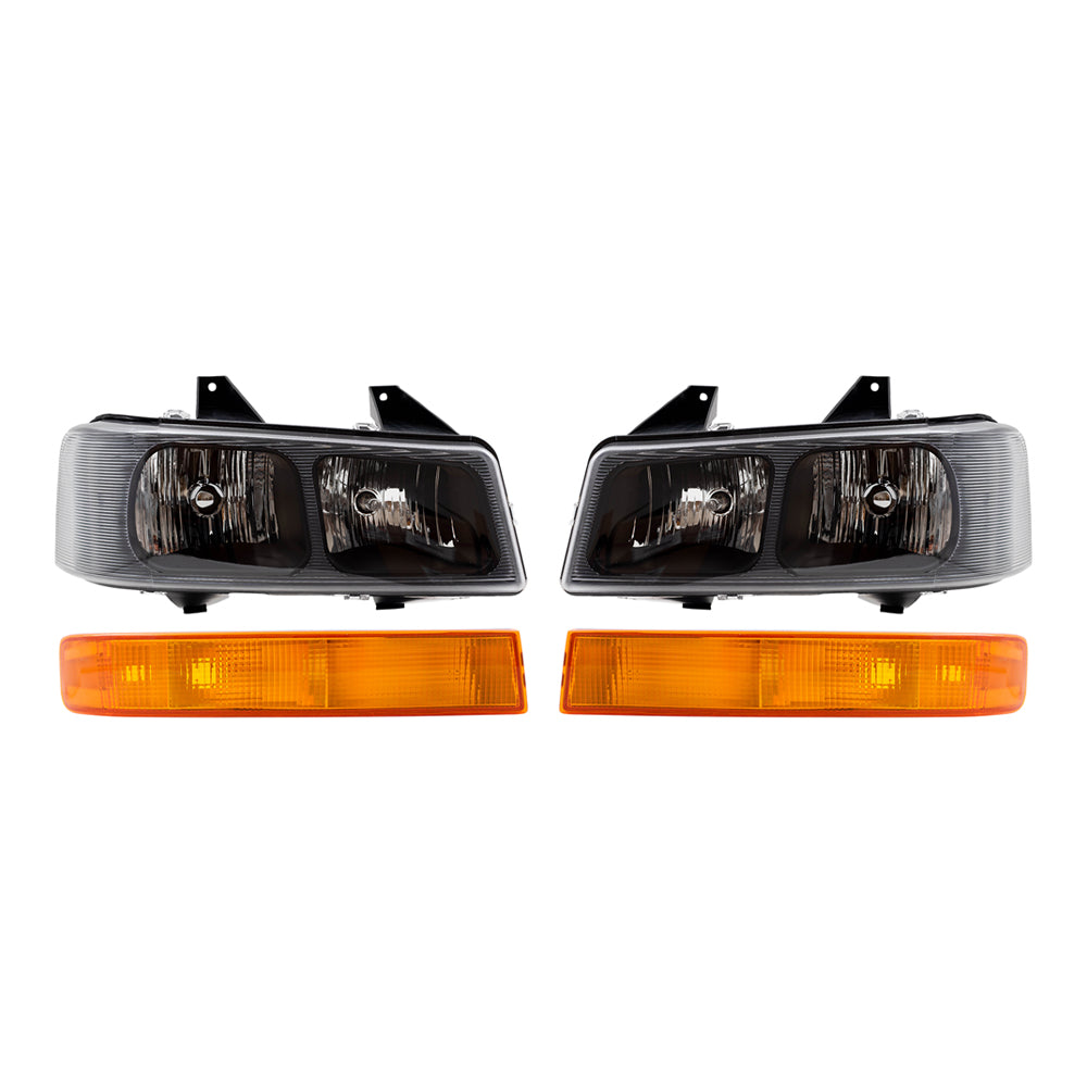 Brock Aftermarket Replacement Driver Left Passenger Right Halogen Composite Headlight And Park/Signal/Side Marker Light 4 Piece Set Compatible With 2003-2023 Chevy Express