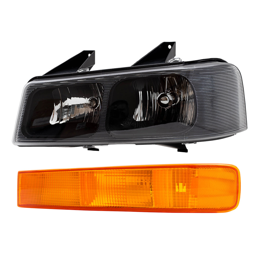 Brock Aftermarket Replacement Driver Left Passenger Right Halogen Composite Headlight And Park/Signal/Side Marker Light 4 Piece Set Compatible With 2003-2023 Chevy Express