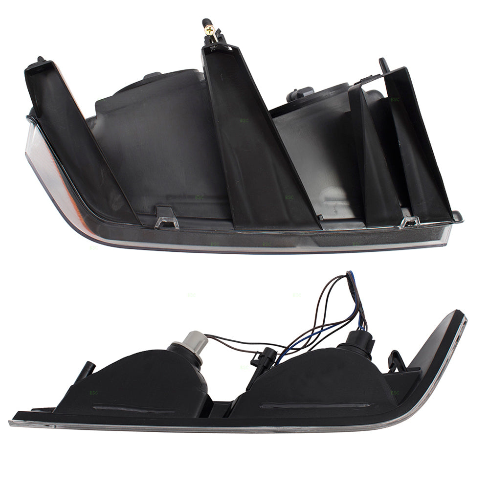 Brock Replacement 4 Pc Set Headlights and Park Signal Lights with Black Bezels Compatible with 2004-2012 Colorado Canyon Pickup Truck