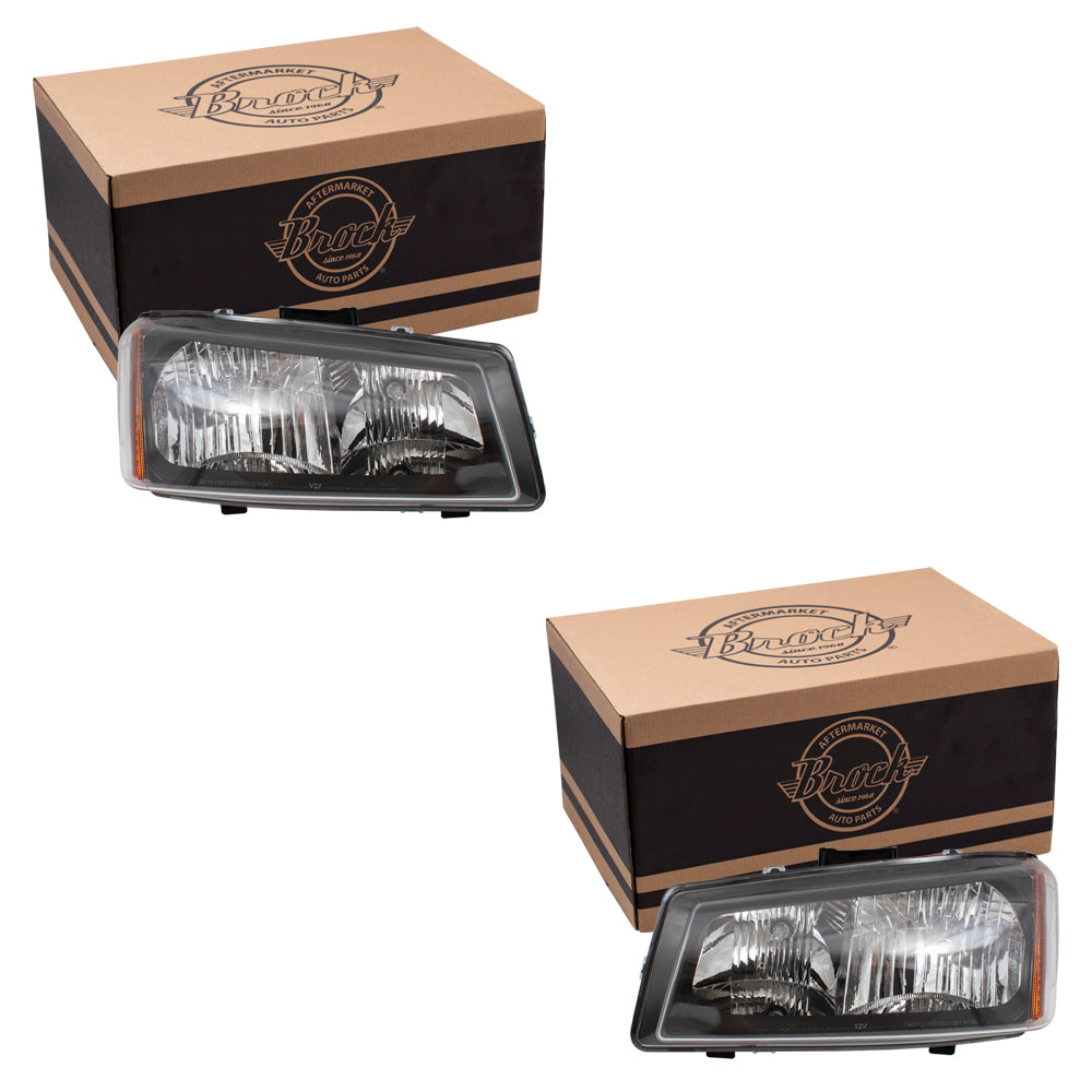 Brock Replacement Pair Halogen Headlights Compatible with 03-06 Avalanche Silverado 07 Classic