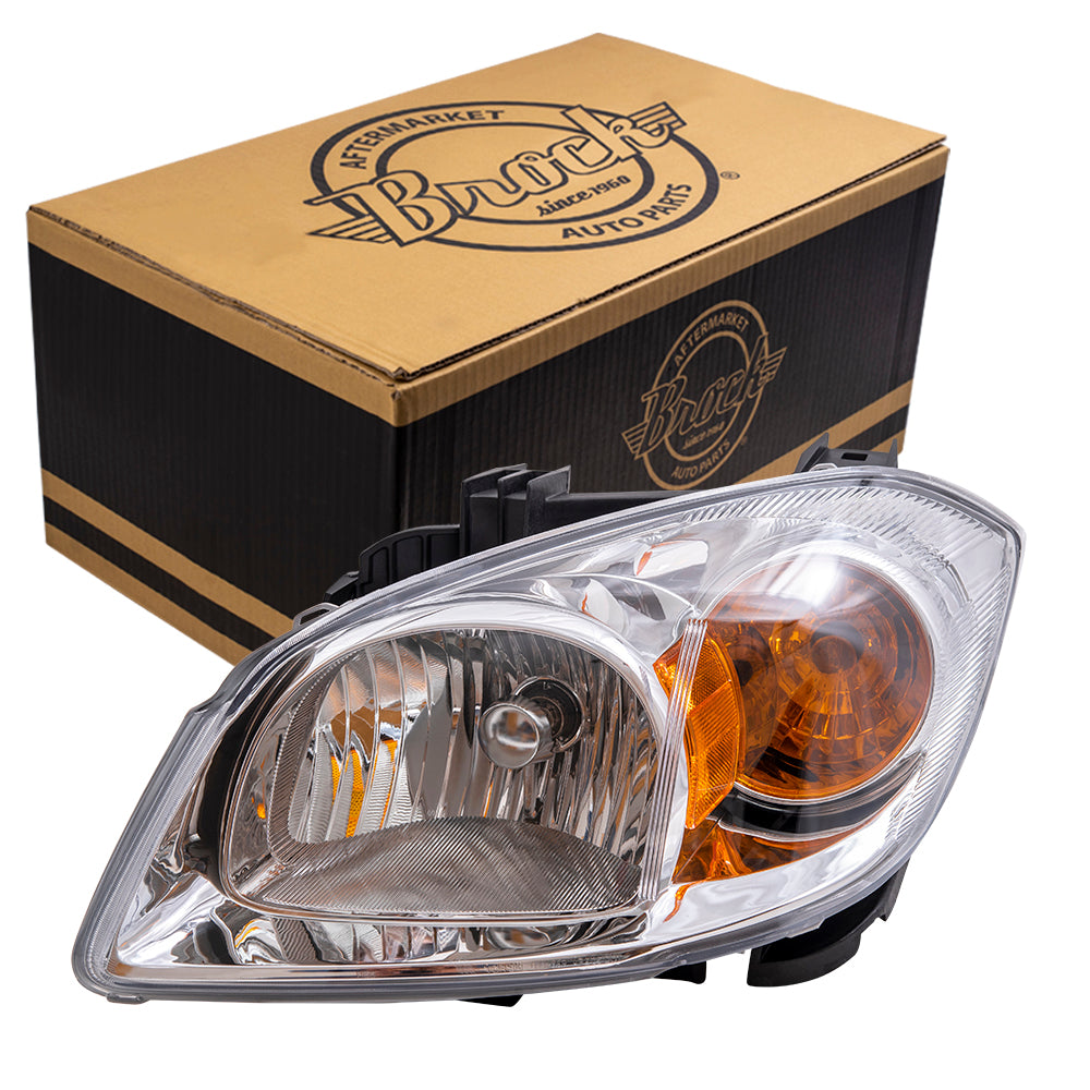 Brock Replacement Driver Headlight Clear Lens Amber Signal Reflector with Bracket Compatible with 2005-2010 Cobalt 22740621