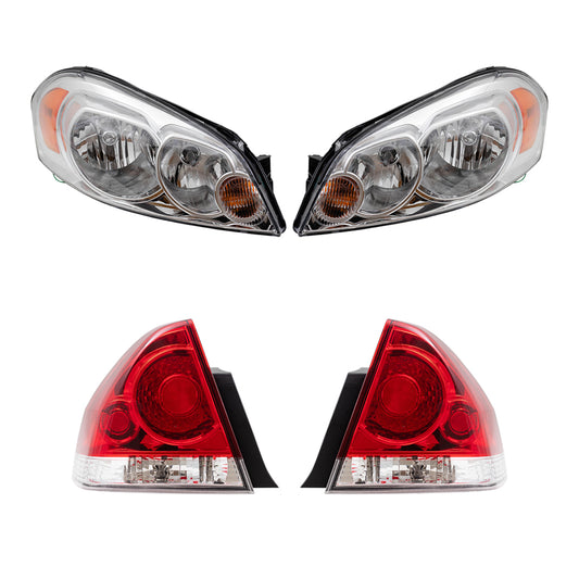 Headlights and Tail Lights Compatible with 2006-2013 Chevy Impala 4 Piece Set Driver Left Passenger Right