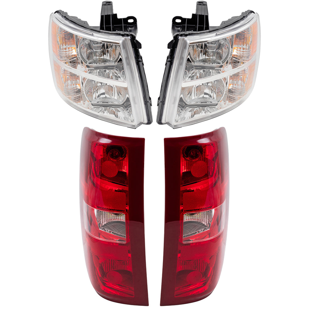 Headlight and Tail Light Assemblies Compatible with 2007-2013 Silverado 1500, 2007-2014 Silverado 2500/3500 excluding dual rear wheels