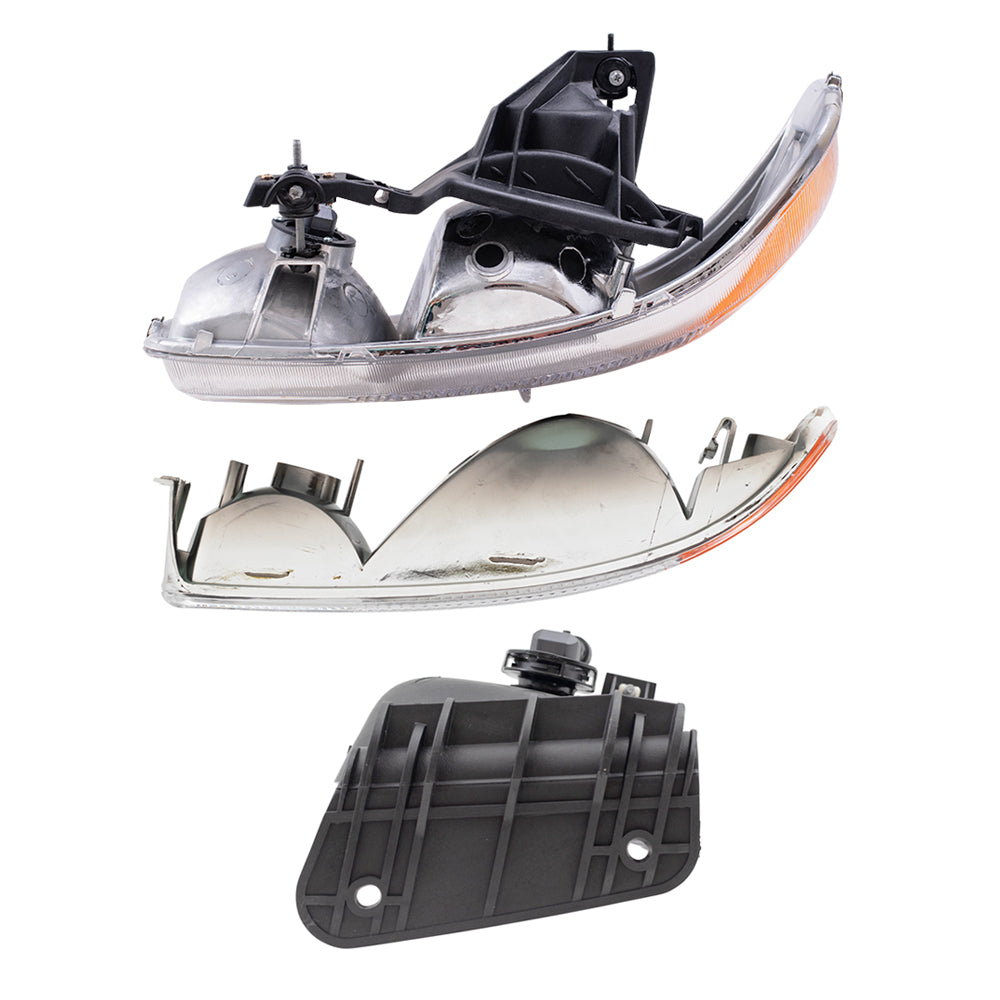Brock Replacement Driver and Passenger Side Headlights, Park Signal Lights and Fog Lights 6 Piece Set Compatible with 2005-2006 Sierra & 2007 Sierra Classic