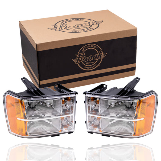 Headlight for 2007-2013 Sierra 1500 for 2007-2014 Sierra 2500 HD 22853029 Set GM2502283