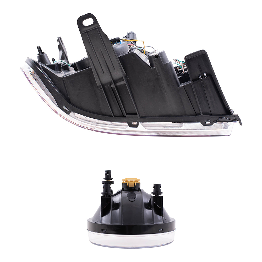 Brock Replacement Driver and Passenger Side Headlights and Fog Lights 4 Piece Set Compatible with 2007-2013 Sierra 1500 & 2007-2014 Sierra 2500/3500
