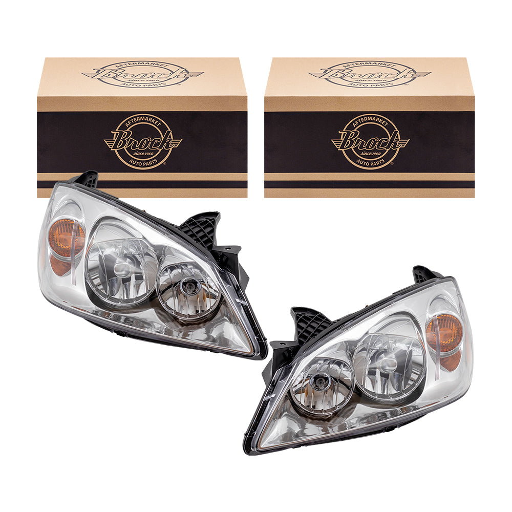 Brock Replacement Driver and Passenger Set Headlights with Amber Signal Compatible with 2005-2010 G6