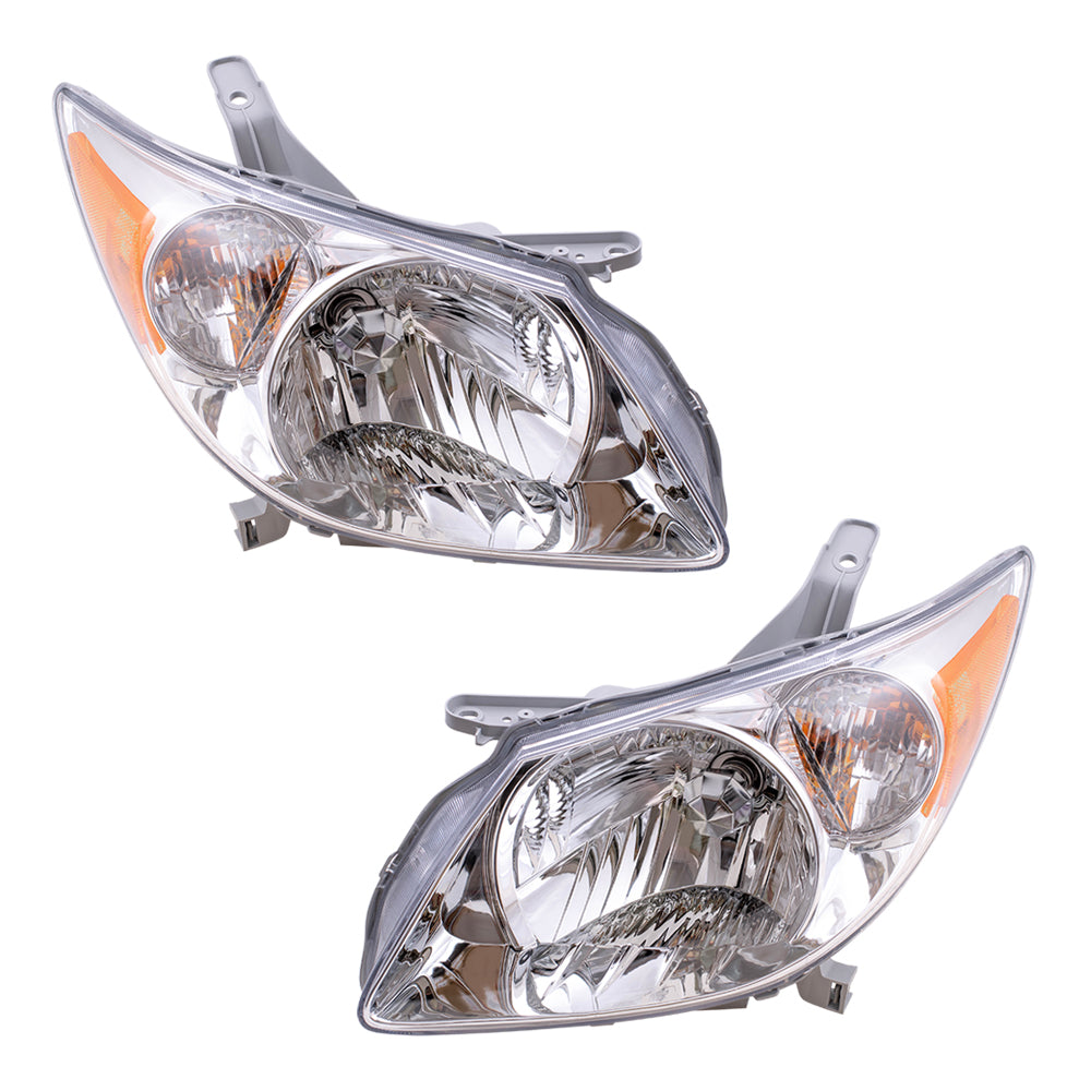 Brock Replacement Driver and Passenger Set Halogen Headlights Compatible with 2005-2008 Vibe