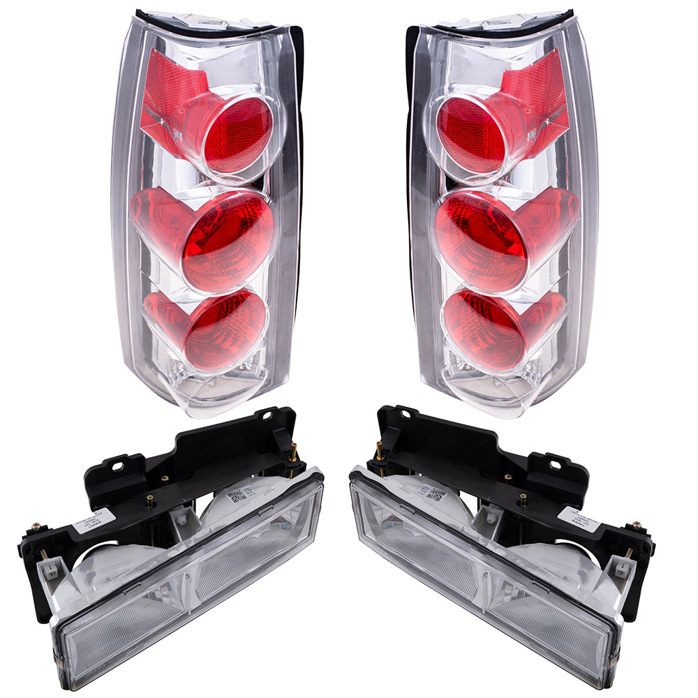 Brock Aftermarket Replacement Front Rear Driver Left Passenger Right 10 Piece Composite Type Performance Light Set Chrome Compatible with 1988-1993 Chevy C/K Pickup