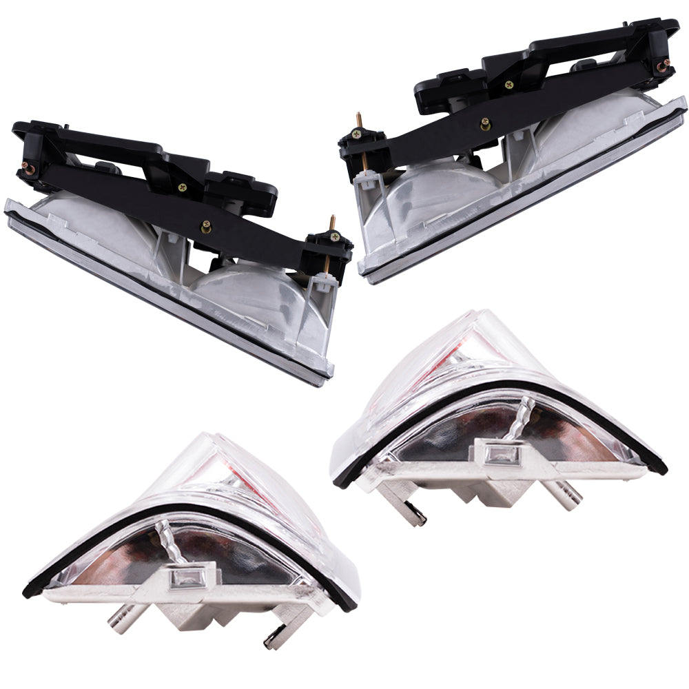 Brock Aftermarket Replacement Front Rear Driver Left Passenger Right 10 Piece Composite Type Performance Light Set Chrome Compatible with 1988-1993 Chevy C/K Pickup