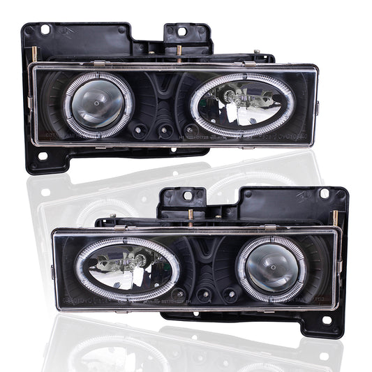 Headlight for 1988-2001 C1500 Projector Low Beam Dual Halo LED DRL w/ Black 1992-1999 C1500 Suburban 1988-2000 C2500 1992-1999 C2500 Suburban 1988-2002 C3500 1988-1999 K1500 1992-1999 K1500 Suburban