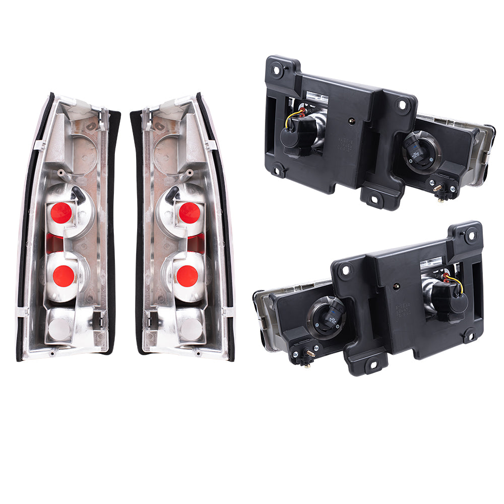 Brock Aftermarket Replacement Front Rear Driver Left Passenger Right 10 Piece Composite Type Performance Light Set Chrome Compatible with 1994-2002 GMC C/K Pickup