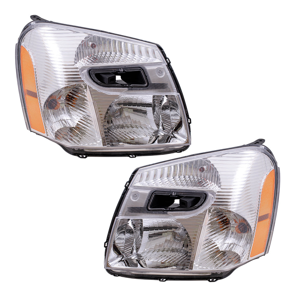 Brock Replacement Set CAPA-Certified Halogen Headlights Compatible with 2005-2009 Equinox 15888058 15888059