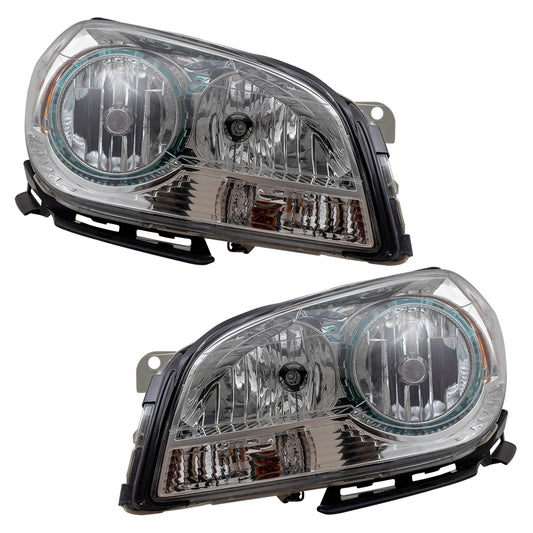 Brock Replacement Driver and Passenger Set Headlights Compatible with 2008-2012 Malibu