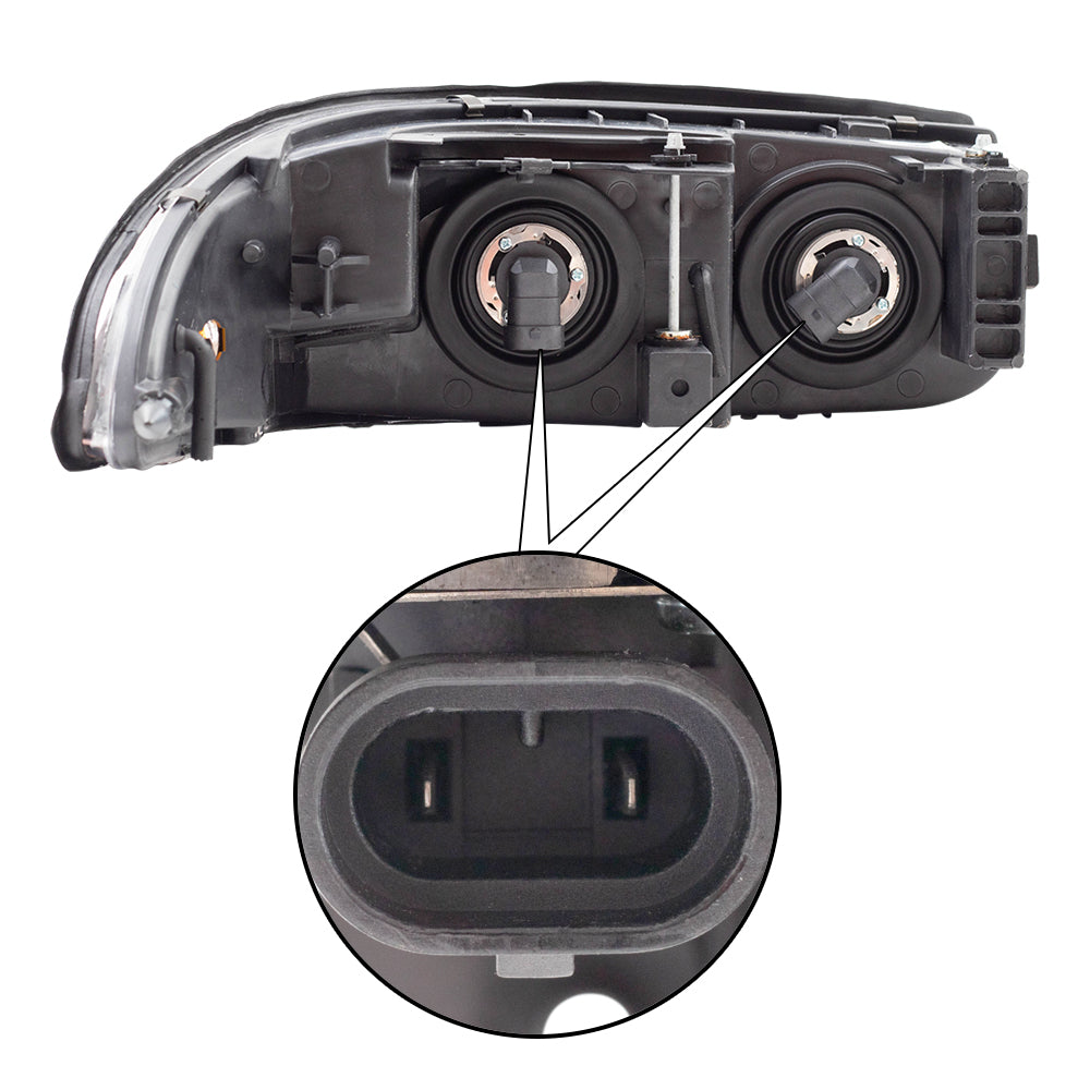 Headlight for 2000-2005 LeSabre Limited w/ Fluted High Beam 4 Bulb Sockets 19245379 Left GM2518153