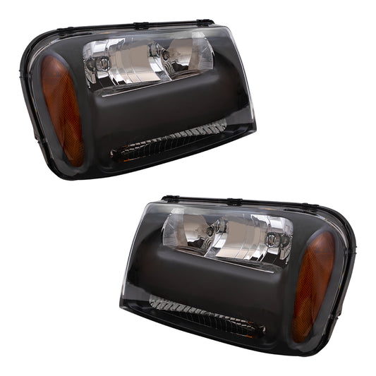 Headlight for 2006-2009 Trailblazer w/ Half Width Grille Bar for 2006 Trailblazer EXT 25970909 Set GM2502304