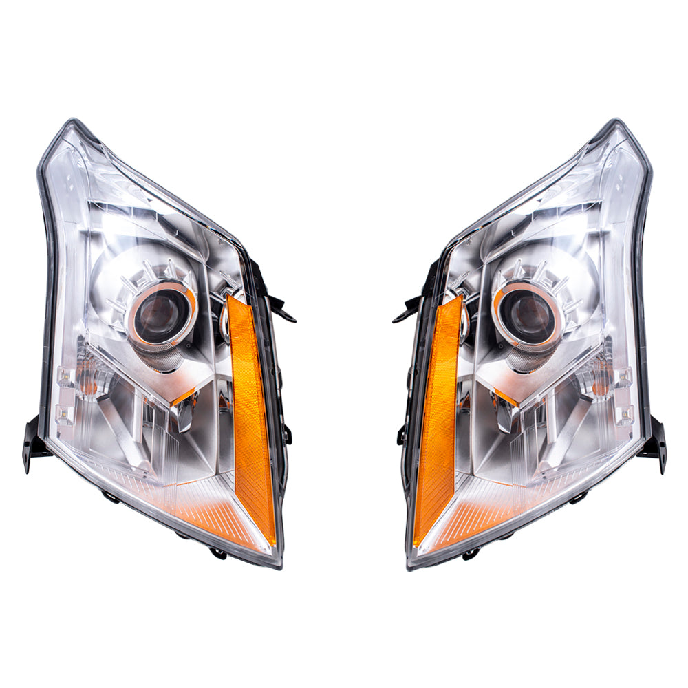 Brock Aftermarket Replacement Driver Left Passenger Right Halogen Combination Headlight Assembly CAPA Certified Compatible with 2010-2013 Cadillac SRX