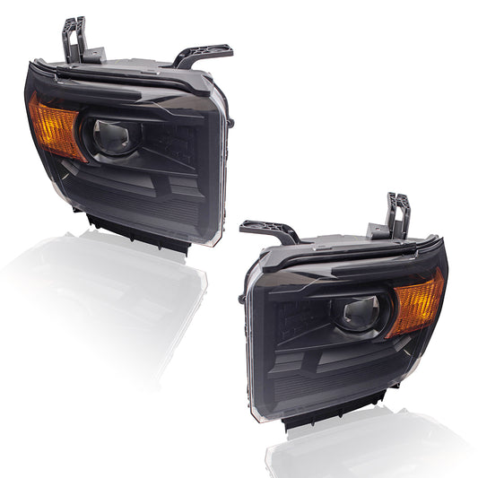 Headlight for 2014-2018 Sierra 1500 Performance Projector Type w/ Black Bezel for 2015-2019 Sierra 2500 HD Set