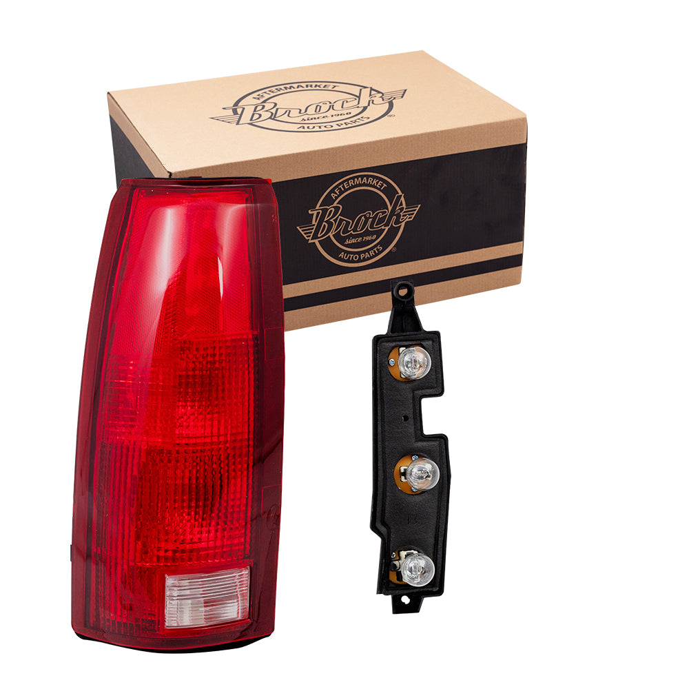 Brock Replacement Driver Tail Light with Bulb Sockets & Connector Plate Compatible with 5977867