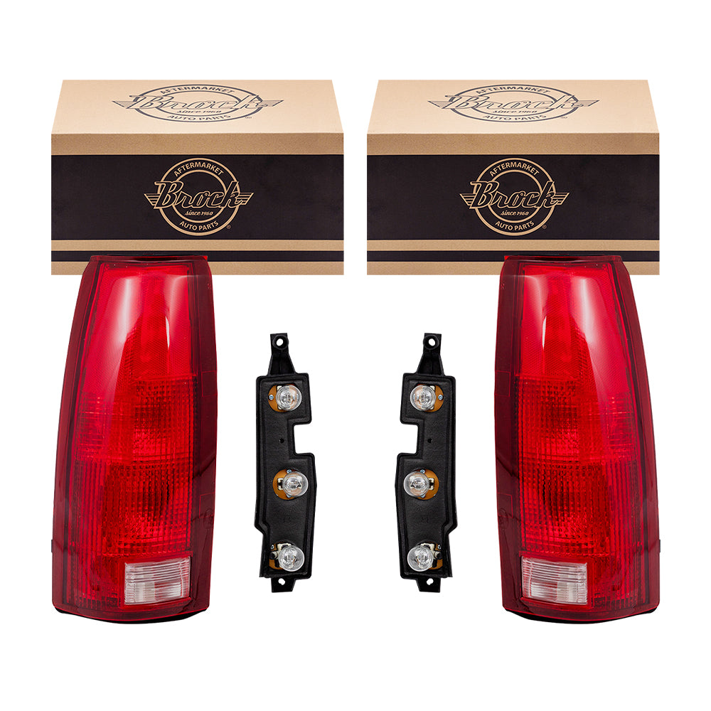 Brock Replacement Set Tail Lights with Bulb Sockets & Connector Plate Compatible with 5977867 5977868