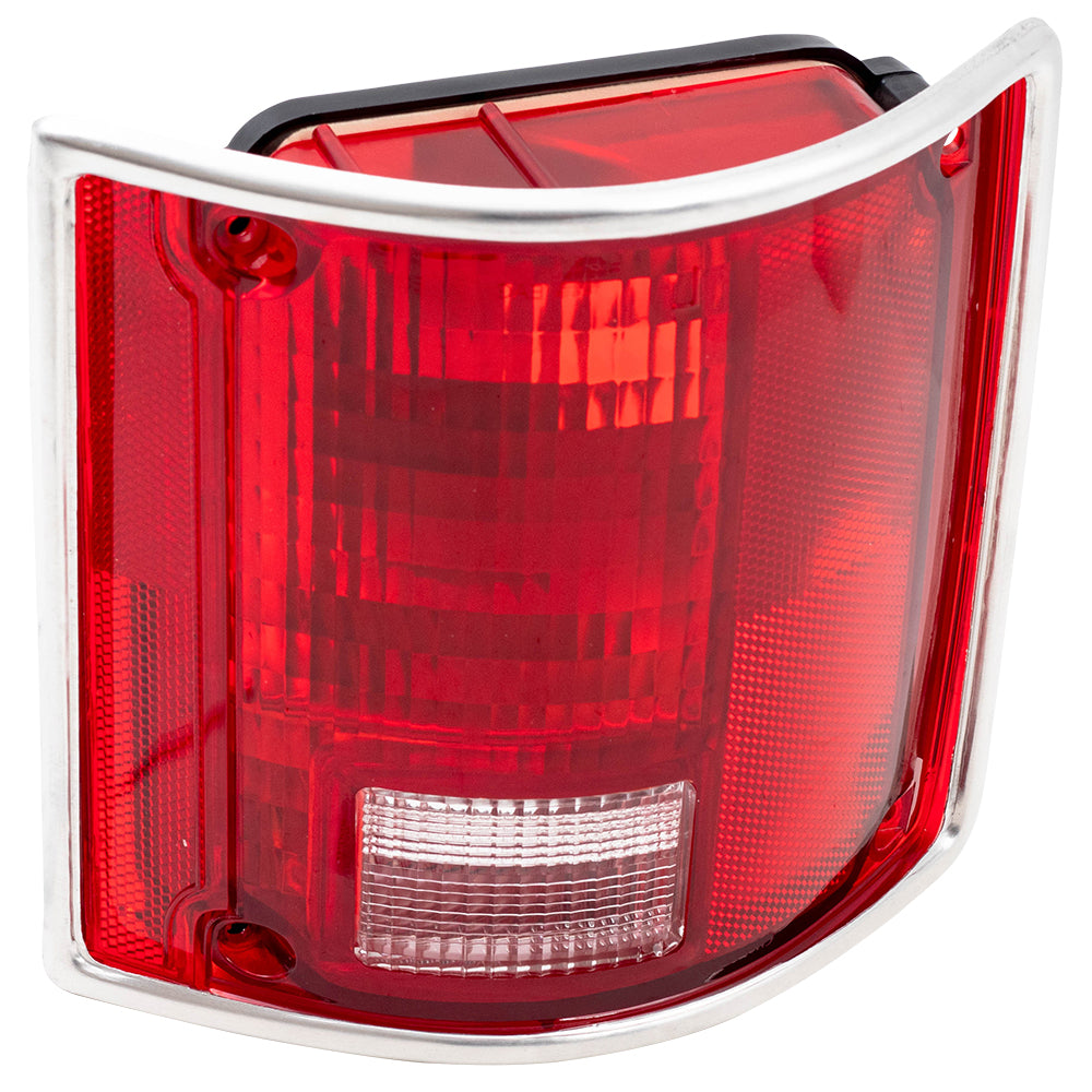 Brock Replacement Passenger Tail Light with Chrome Trim Compatible with 73-91 C/K Pickup Truck SUV 5965772