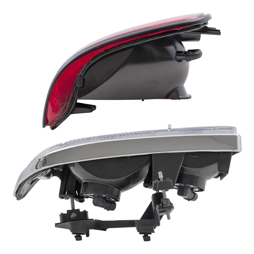 Brock Replacement Driver and Passenger Side Halogen Combination Headlight Assemblies and Tail Light Units with Black Edge 4 Piece Set Compatible with 1998-2004 S10