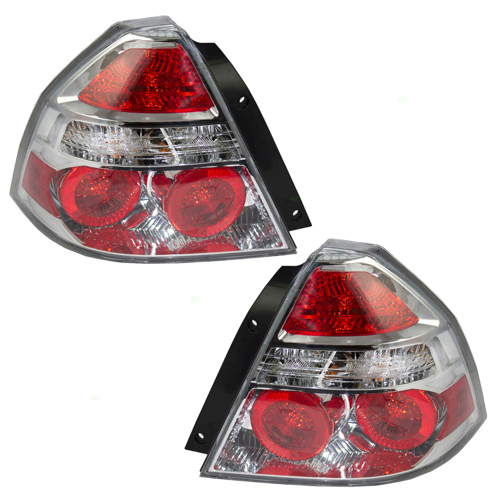Brock Replacement Driver and Passenger Set Tail Lights Compatible with 2007-2011 Aveo 96650771 96650772
