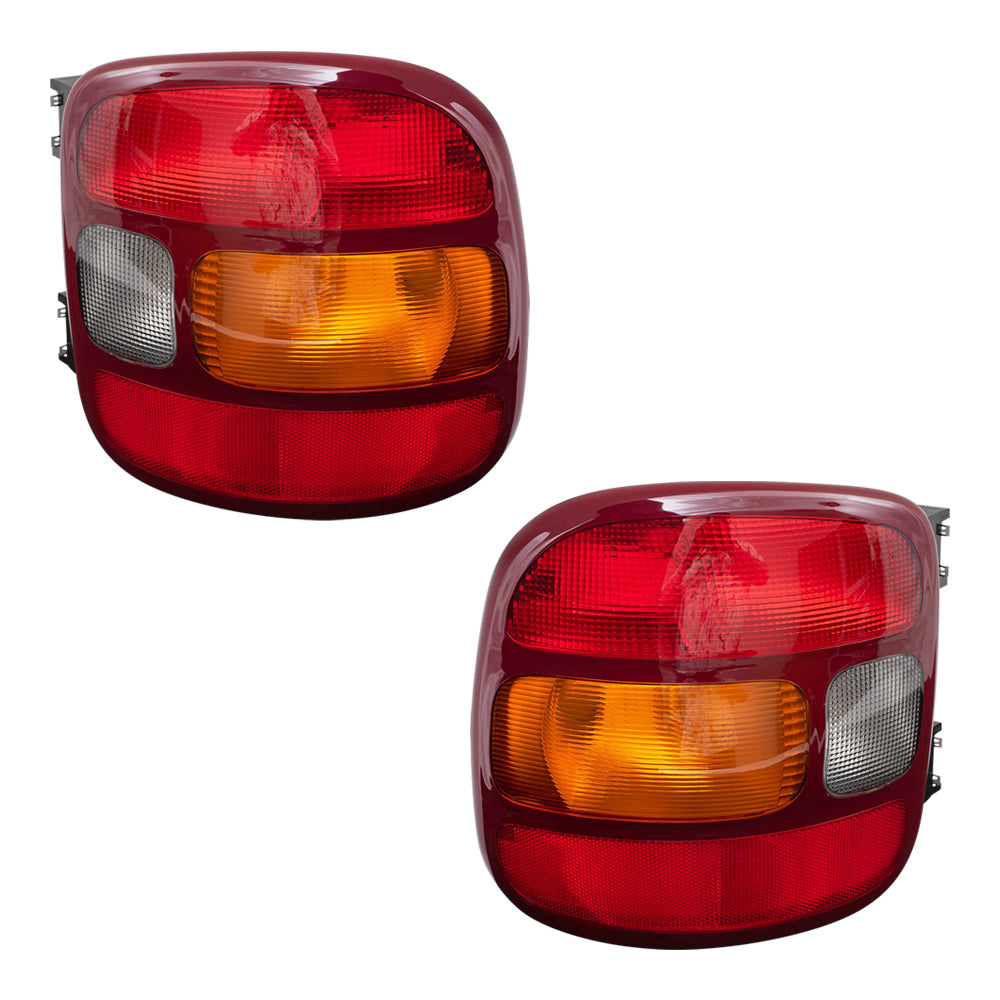 Brock Replacement Driver and Passenger Set Tail Lights Compatible with 1999-2003 Silverado Sierra 1500 Stepside Pickup Truck 19169012 19169013