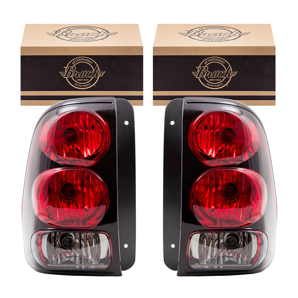 Brock Aftermarket Replacement Driver Left Passenger Right Tail Light Assembly Set Compatible With 2002-2009 Chevy Trailblazer
