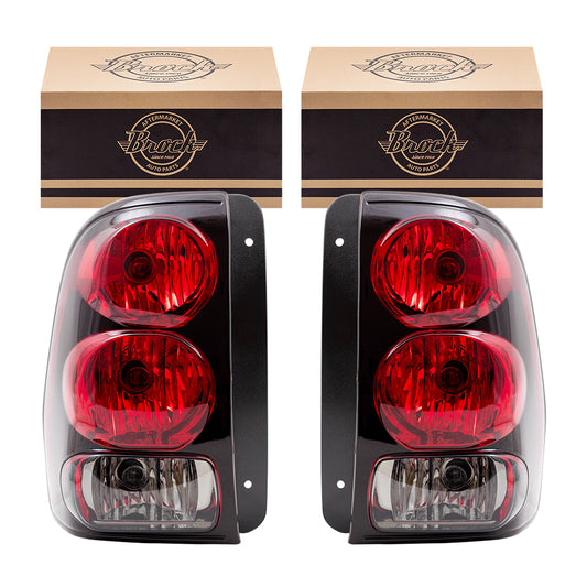 Brock Aftermarket Replacement Driver Left Passenger Right Tail Light Assembly Set Compatible With 2002-2009 Chevy Trailblazer