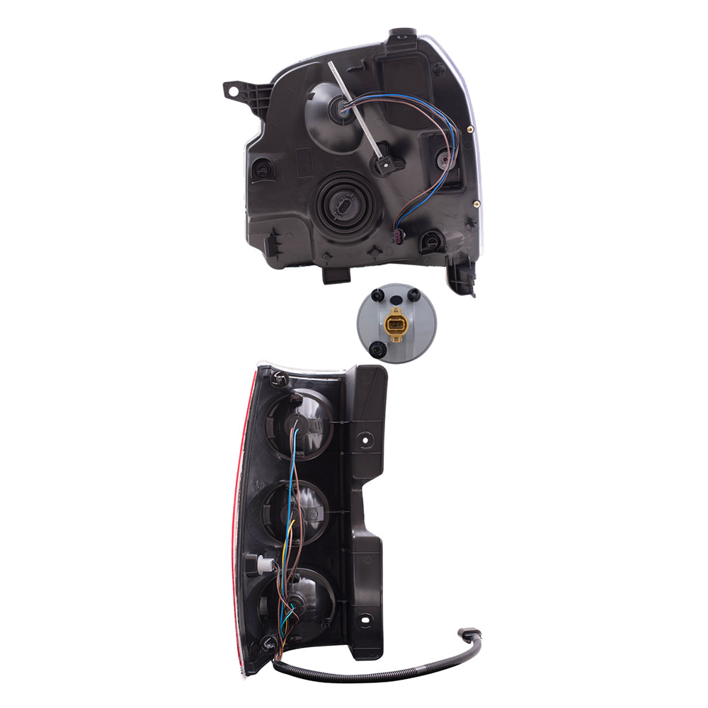 Brock Aftermarket Replacement Part Driver and Passenger Side Halogen Combination Headlight Assemblies, Fog Light Assemblies without Bezel, & Tail Lights Set Compatible with 2008-2013 GMC Yukon Denali