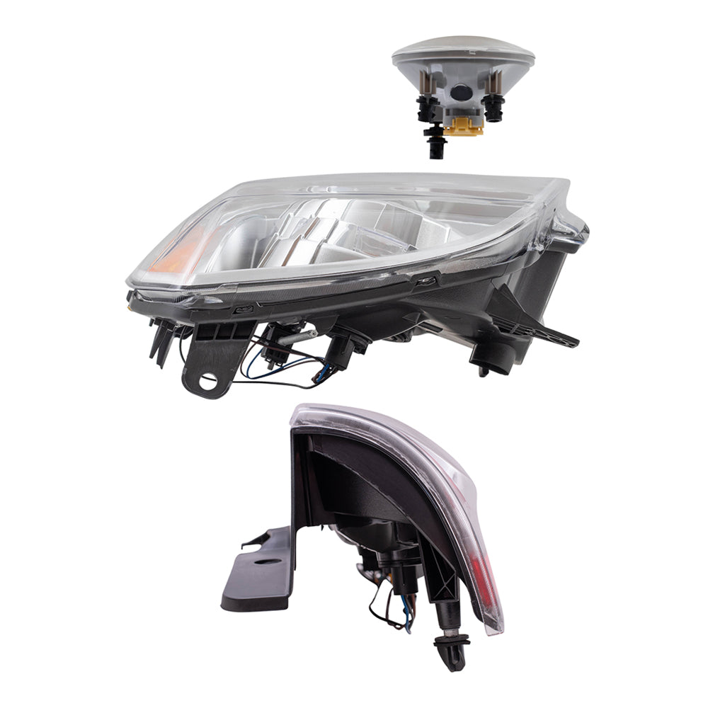 Brock Aftermarket Replacement Part Driver and Passenger Side Halogen Combination Headlight Assemblies, Fog Light Assemblies without Bezel, & Tail Lights Set Compatible with 2008-2013 GMC Yukon Denali