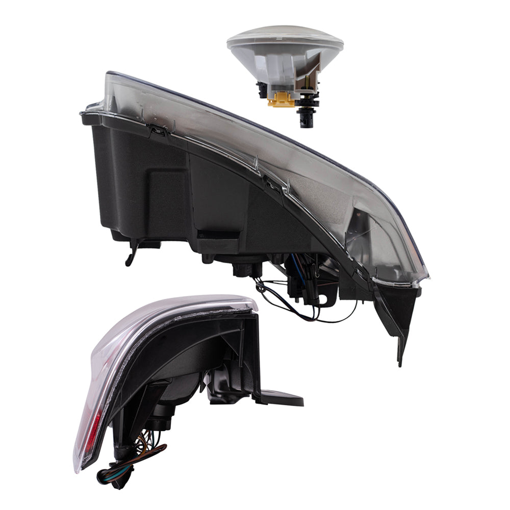 Brock Aftermarket Replacement Part Driver and Passenger Side Halogen Combination Headlight Assemblies, Fog Light Assemblies without Bezel, & Tail Lights Set Compatible with 2008-2013 GMC Yukon Denali